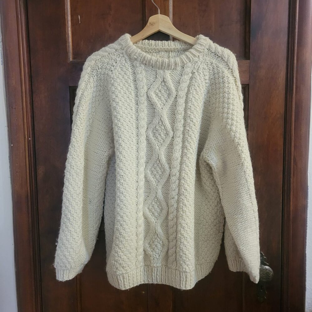 Cream Cable Knit Women's Sweater Cardigan